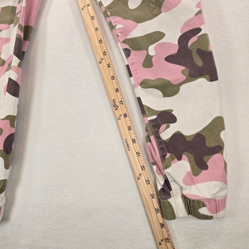 Kreamy Pink Olive Camo Jogger Pants Womens XL Elastic Waist Drawstring Utility - Picture 7 of 10